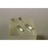 Pair of Silver marcasite and Opal set earrings