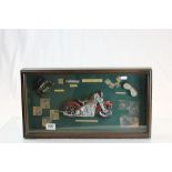 Framed & glazed diorama of vintage American motorbike