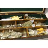 Large wooden box with Silver plated & other Cutlery