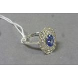 18ct White Gold Tanzanite and Diamond ring of 2ct's total weight