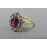 14ct Yellow Gold Ruby and Diamond daisy style ring