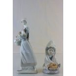 Lladro figure of a girl with cockerel and another Lladro Figure