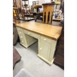 Modern Twin Pedestal Desk with Oak Effect Top and Cream Base