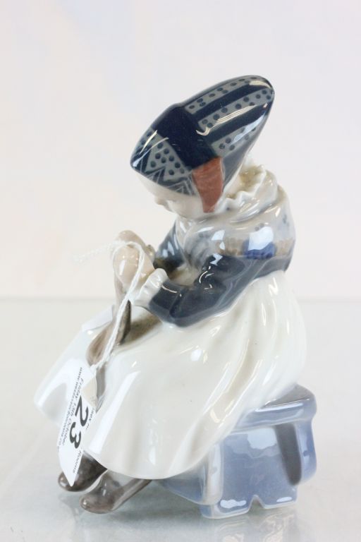 Royal Copenhagen figurine of a lady sewing and numbered 1314 to base - Image 2 of 3