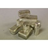 Victorian Silver and Cubed Glass Travelling Dressing Set comprising eight pieces including Two