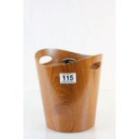 Swedish wooden ice bucket with original interior and maker marked to base