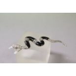 Silver and marcasite snake brooch