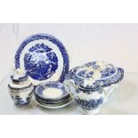 Collection of Blue and White Dinner / Tea Ware including Royal Doulton Booths Jar & Cover and Booths