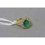 18ct Yellow Gold Emerald and Diamond cluster ring