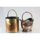 Two vintage coal buckets to include Copper & a Copper/ Brass combination