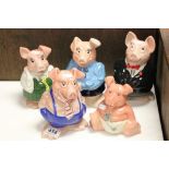 Set of Five Wade Natwest Pig Moneyboxes