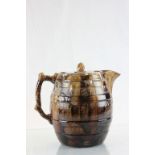 Large 19th Century glazed teapot in the form of a barrel
