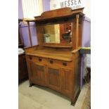 Wylie & Lochhead / Harris; Arts & Crafts Oak Mirrored Back Sideboard