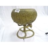 Ornate Asian brass Censer with Cobra stand