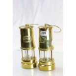 Pair of Replica Brass ' Ferndale Coal & Mining Co. ' Mining Lamps