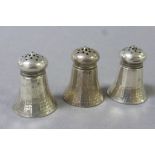 Set of Three American Sterling Silver Pepper Pots, G H French & Co