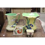 Art Deco Ceramics - Burliegh Kingfisher Jug and Flower Vase plus Royal Doulton Jug and Royal