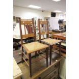 Pair of Oak Arts and Crafts Bedroom Chairs with Cane Seats
