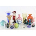 Box of collectable glass items to include paperweights, vases etc