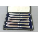 Boxed set of six hallmarked Silver handled butter knives