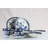 Large box of Booths Real Old Willow pattern china with gold rim