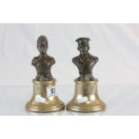 Pair of bronze busts with bell shaped bases depicting Edward VII & Queen Mary