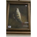 An oil painting wildlife study of a perch fish