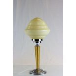 Art Deco style lamp in chrome & bakelite with yellow glass shade