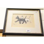 Cecil Aldin, circa 1902. A framed print of two Scottish terriers
