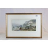 Framed & glazed watercolour of a Coastal scene with cottage, signed J Owen