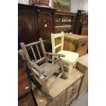 Rustic Pine Child's Rocking Chair together with Yellow Painted Child's Chair