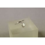 Silver unusual CZ and Opal set ring