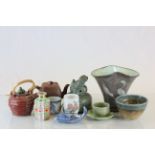 Large amount of vintage ceramics in two boxes, to include Oriental & studio pottery