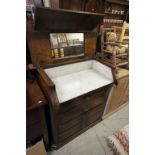 19th century French Walnut Washstand, the lift lid opening to reveal a slide forward marble and