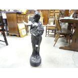 Black Painted Plaster Garden Figurine