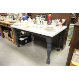 Pine Kitchen Table with White Painted Top and Grey Painted Base