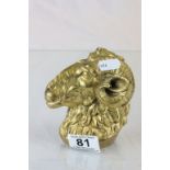 Gilt Bronze Rams head, possibly from a wall plaque, marked "338 Summers"