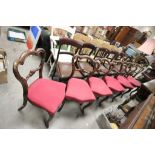 Set of Six Victorian Rosewood Dining Chairs, with kidney shaped backs, carved back rails and