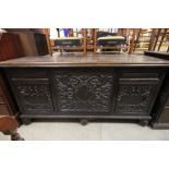 Early 20th century Jacobean Style Oak Sideboard with Heavily Carved Panel Front