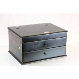 Black Painted Table Top Stationery Cabinet, mid 20th century