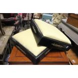 Pair of Victorian Ebonised Square Footstools with Brass Mounts