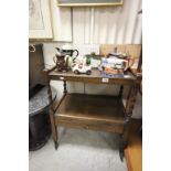 Oak Tea Trolley with Barleytwist legs