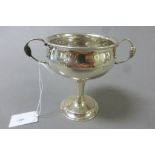 Hallmarked Silver cup with twin grape leaf handles, Alex Clark Co Ltd Birmingham 1914