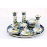 Vintage handpainted ceramic dressing table set made by Shofu Japan