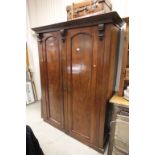 Victorian Mahogany Compactum Wardrobe, the two hinged doors opening to reveal Three Linen Slides