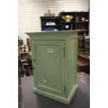 Green Painted Hanging Cupboard with single hinged door