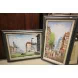 Two impressionist oil on canvas paintings of Paris street scenes signed by Burnett