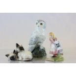 Royal Doulton Snowy Owl for Whyte & Mackay 1984, Beswick Kittens 1296 & Ltd Edition Royal Doulton