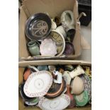 A large quantity of studio pottery vases ,plates etc.