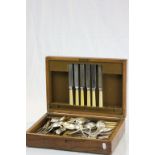 Wooden Canteen Box with Mappin and Webb Silver Plated Cutlery